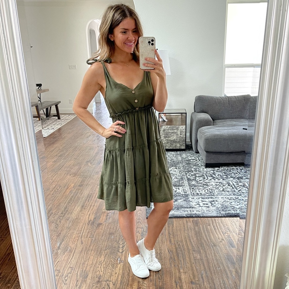 Goodnight Macaroon Olive Green Dress